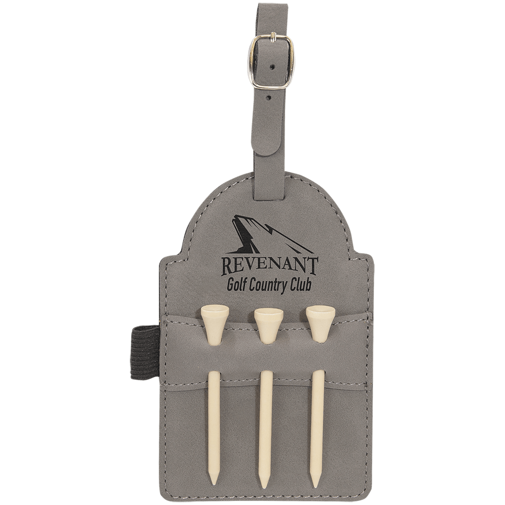 Personalized Leatherette Golf Bag Tag with 3 Tees