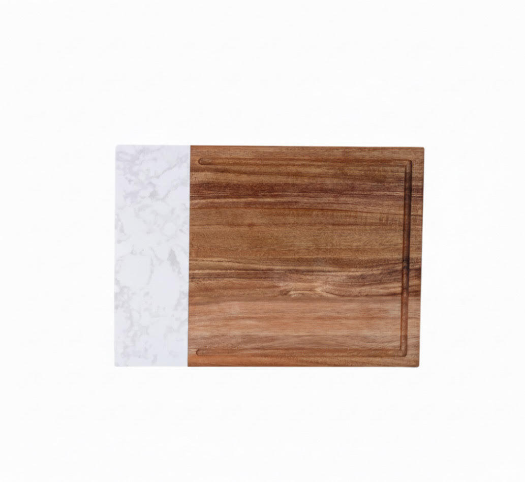 Personalized Marble & Acacia Wood Cutting Board